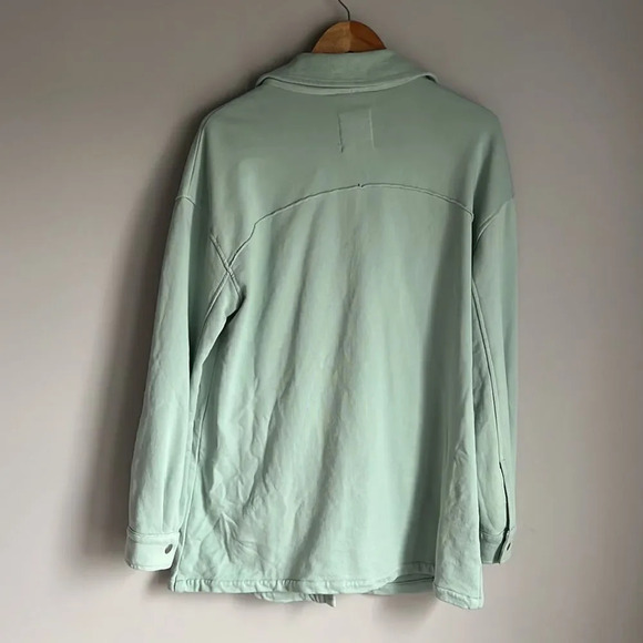 Avec Les Filles Mint Green French Terry Shirt Jacket Shacket - Picture 4 of 11